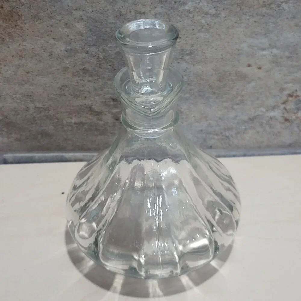 Vintage Crystal Clear Glass Cruets with Stopper Oil Vinegar Decanter